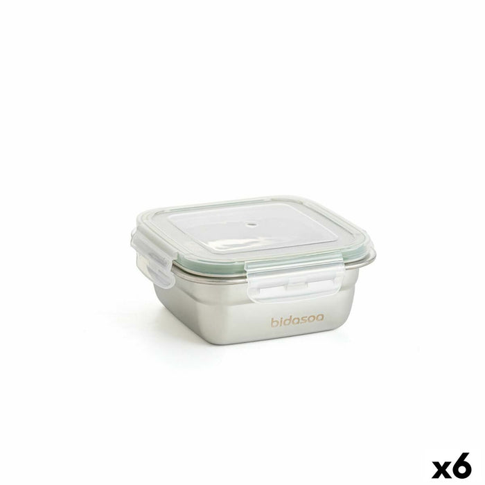 Hermetic Lunch Box Bidasoa Theo 12,5 x 12,5 x 6 cm Silver 400 ml Metal (6 Units)