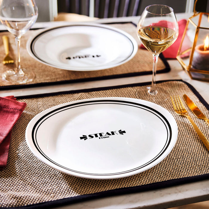 Flat plate Luminarc Friends Time Bistro Meat White/Black Glass Ø 30 cm (12 Units)