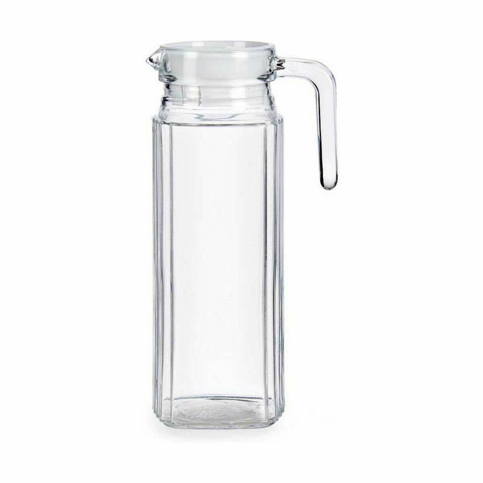 Jug Stripes Transparent White Plastic Glass 1 L