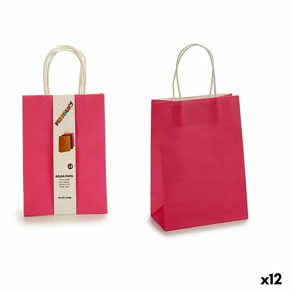 Set of Bags Pink Paper 8 x 31 x 15 cm (12 Units)