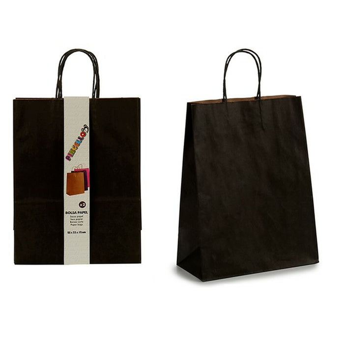 Set of Bags Paper 25,5 x 11,5 x 43 cm Black (12 Units)