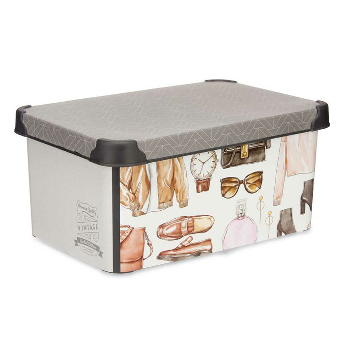 Storage Box Multicolour Plastic Vintage 10 L (23 x 16,5 x 35 cm) (12 Units)
