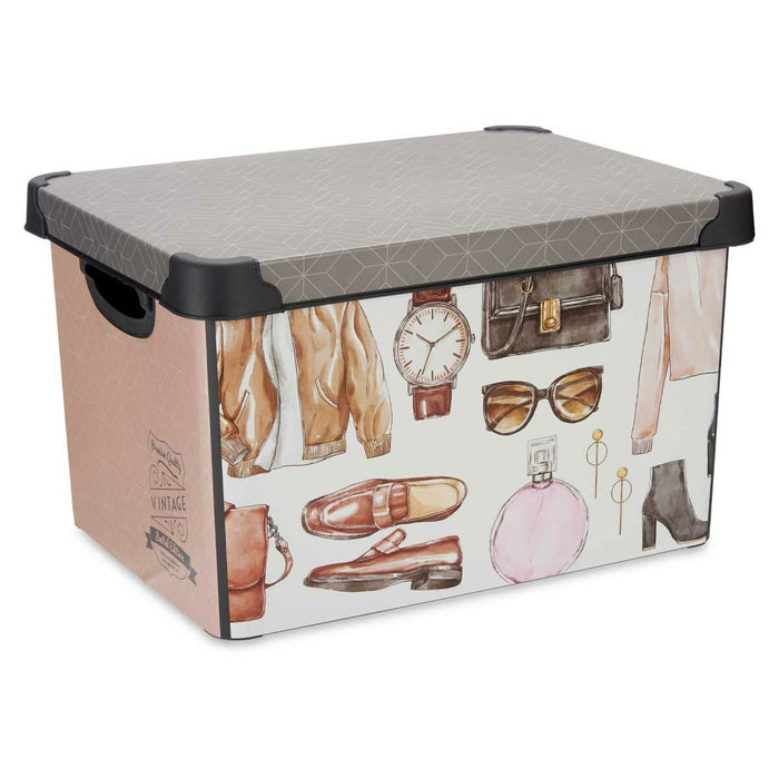 Storage Box With handles Vintage 17 L 27,5 x 22 x 36,5 cm (12 Units)