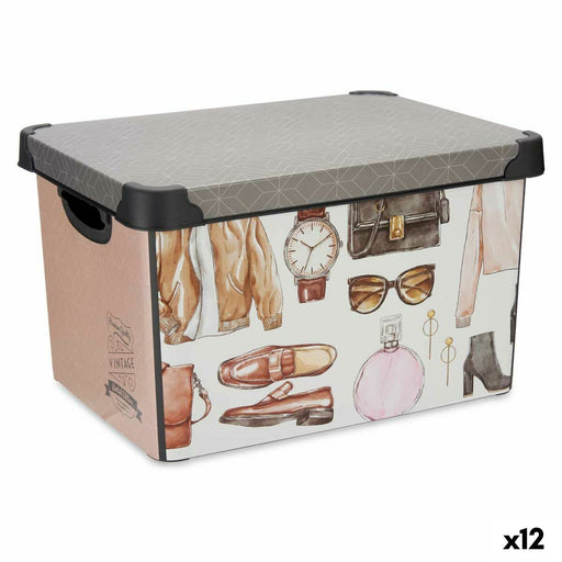 Storage Box With handles Vintage 17 L 27,5 x 22 x 36,5 cm (12 Units)