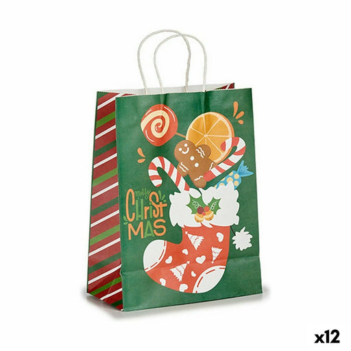 Paper Bag Christmas Stocking Green (12 Units)