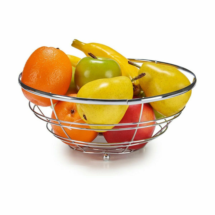 Fruit Bowl Chromed Silver 28 x 11,5 x 28 cm (24 Units)