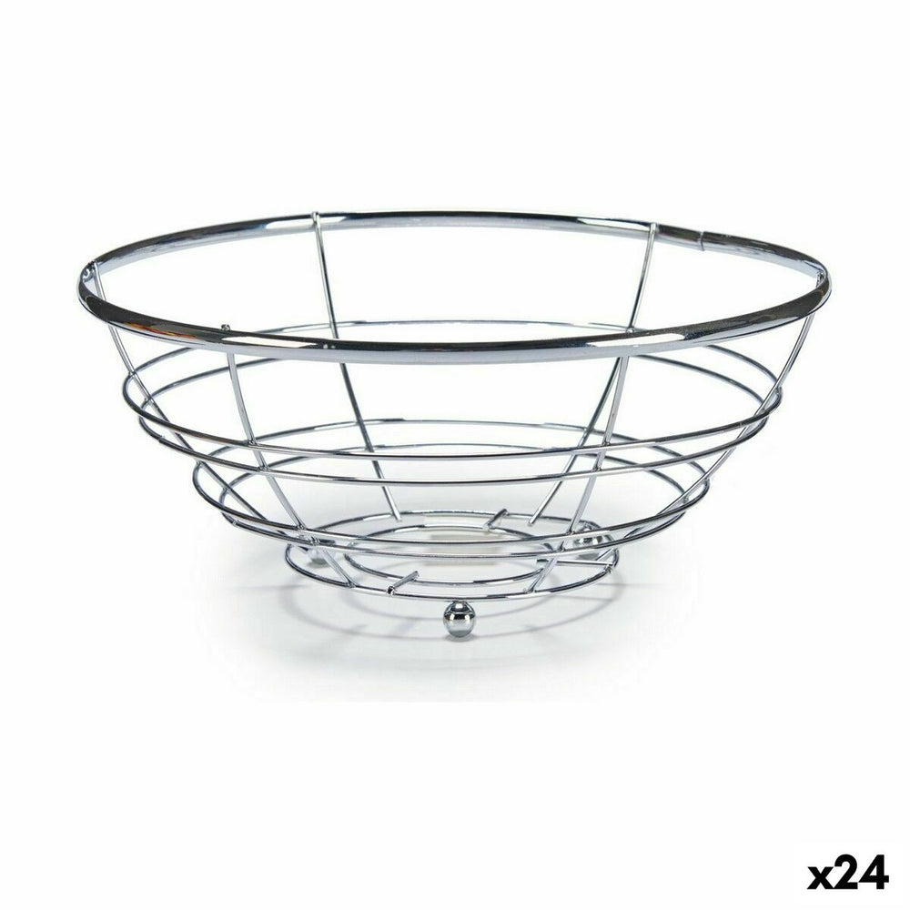 Fruit Bowl Chromed Silver 28 x 11,5 x 28 cm (24 Units)