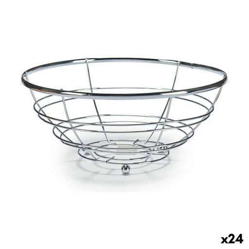 Fruit Bowl Chromed Silver 28 x 11,5 x 28 cm (24 Units)