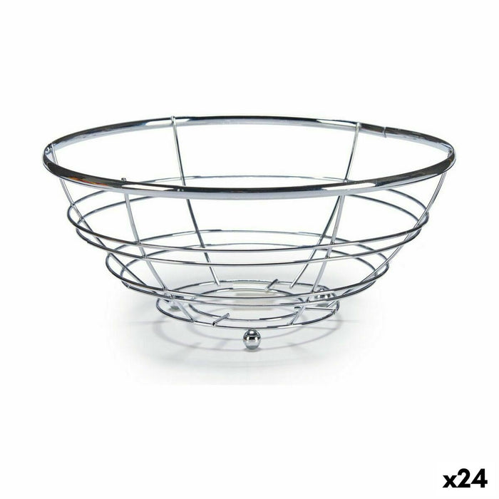 Fruit Bowl Chromed Silver 28 x 11,5 x 28 cm (24 Units)
