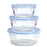 Set of lunch boxes Circular Blue Transparent Glass (8 Units)