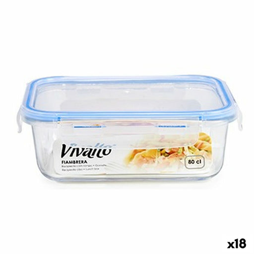 Hermetic Lunch Box Rectangular Blue Plastic 800 ml 19,2 x 7 x 13,3 cm (18 Units)