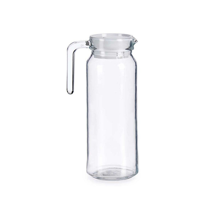 Jar with Lid and Dosage Dispenser White Transparent Plastic 1 L (12 Units)