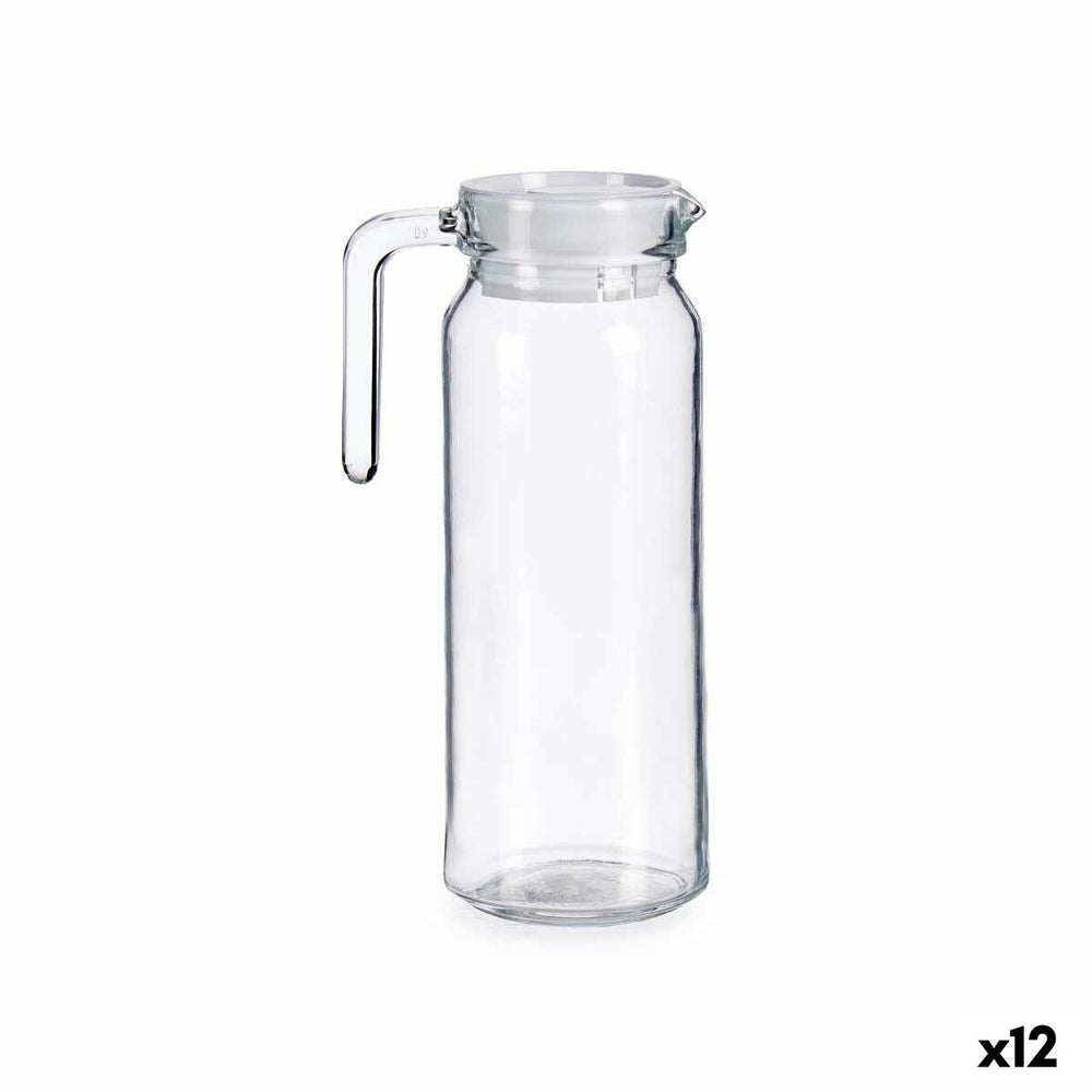 Jar with Lid and Dosage Dispenser White Transparent Plastic 1 L (12 Units)