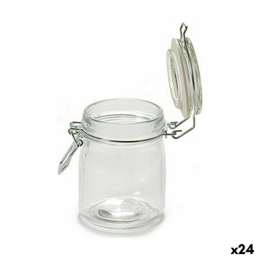 Jar Hermetically sealed Transparent Silicone Chrome 150 ml 9 x 9,5 x 6,5 cm (24 Units)