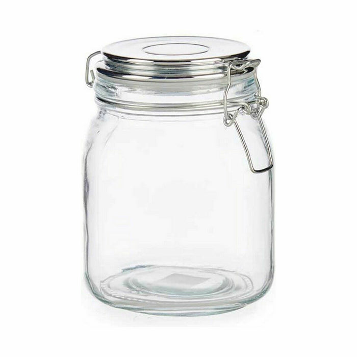 Jar Hermetically sealed Silver Metal 1 L 11,3 x 15 x 11,3 cm (12 Units)