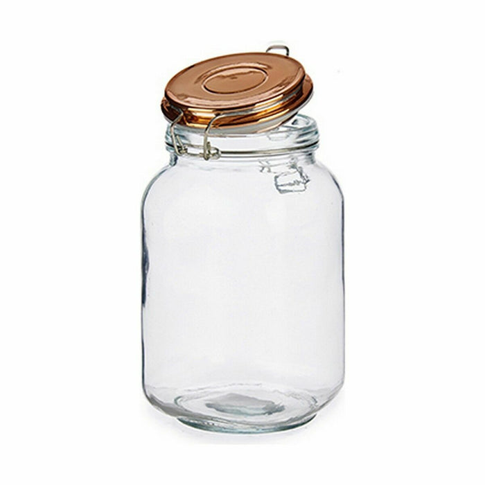 Jar Hermetically sealed Transparent Copper Glass 1,5 L 11,3 x 19,8 x 11,3 cm (12 Units)