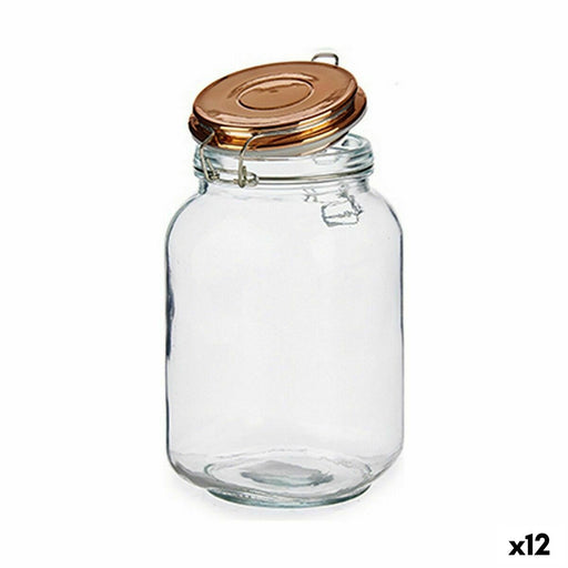 Jar Hermetically sealed Transparent Copper Glass 1,5 L 11,3 x 19,8 x 11,3 cm (12 Units)