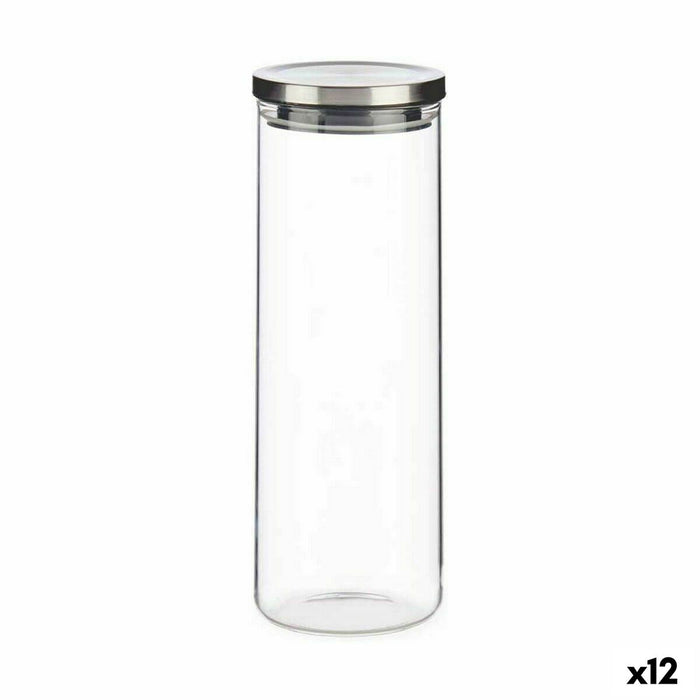 Jar Hermetically sealed Silver Metal polypropylene 1,7 L 10,2 x 28 x 10,2 cm (12 Units)