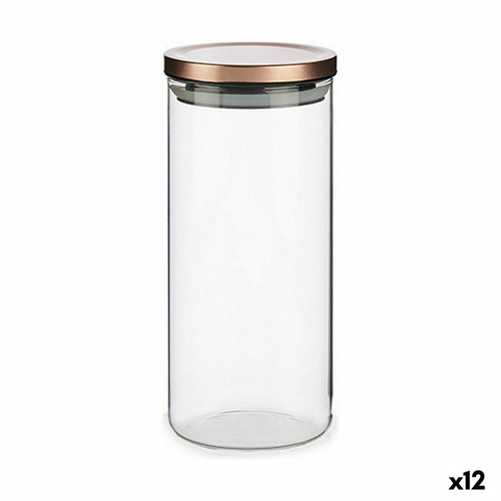 Jar Hermetically sealed Copper Silicone Steel 1,38 L 10,2 x 22,8 x 10,2 cm (12 Units)