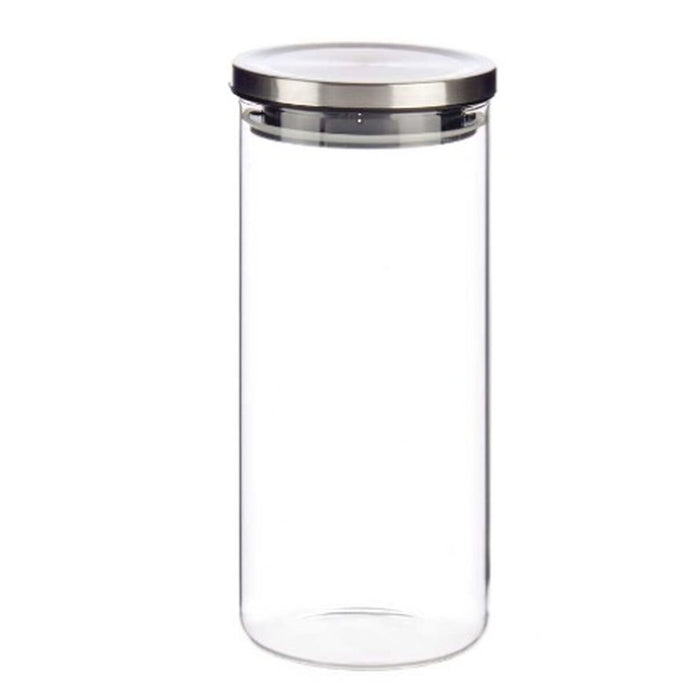 Jar Hermetically sealed Silver Silicone Steel 1,3 L 10,2 x 22,8 x 10,2 cm (12 Units)