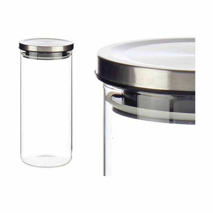 Jar Hermetically sealed Silver Silicone Steel 1,3 L 10,2 x 22,8 x 10,2 cm (12 Units)