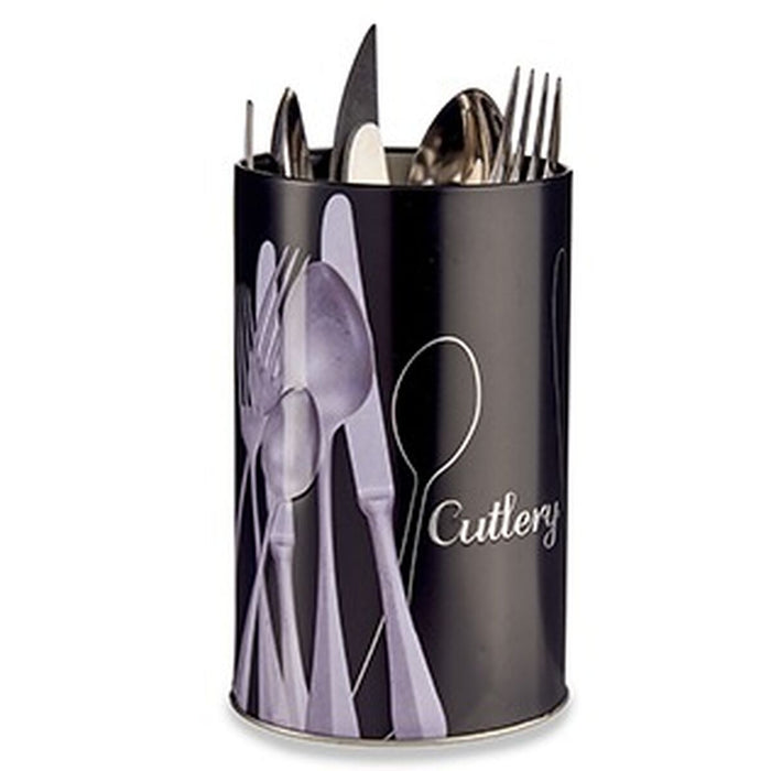 Tin Pieces of Cutlery Black Metal 1 L (24 Units)