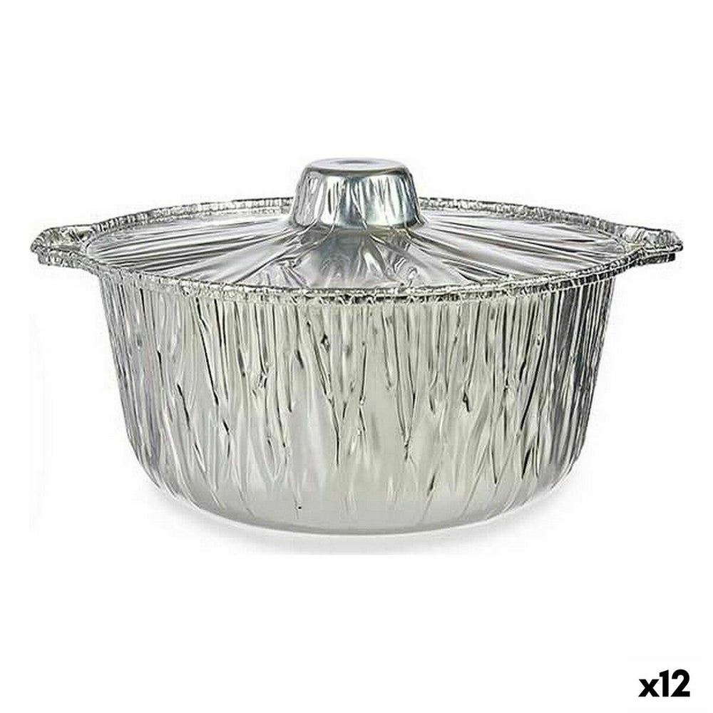 Set of Kitchen Dishes Disposable Pan With lid Aluminium 29 x 26 x 12 cm (12 Units)