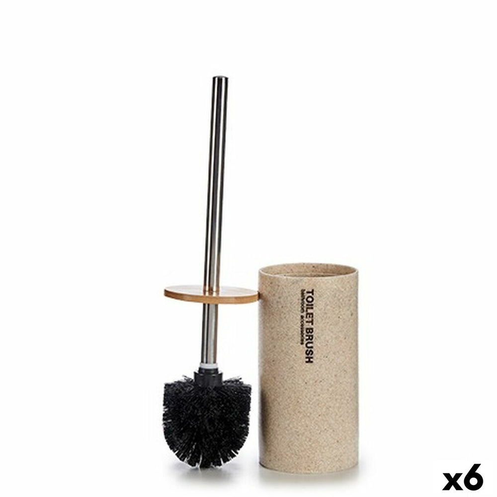 Toilet Brush Beige Silver Metal Resin Bamboo 9,6 x 37,5 x 9,6 cm (6 Units)