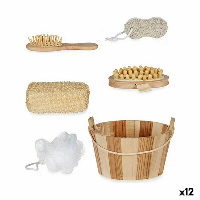 Bath Set Bucket with Handle Brown (12 Units)