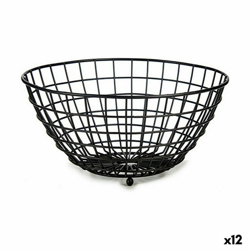 Fruit Bowl Black Steel 28 x 11 x 28 cm (12 Units)