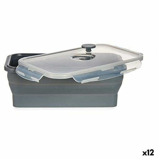 Rectangular Lunchbox with Lid Grey Silicone 1,2 L 13,7 x 3,5 x 22 cm (12 Units)