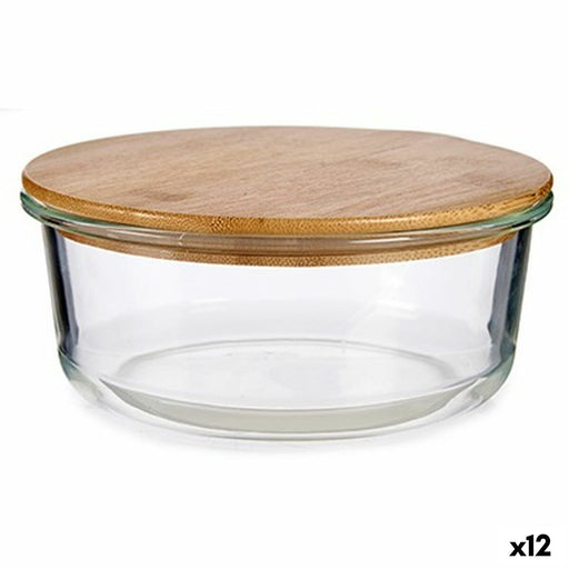 Round Lunch Box with Lid Bamboo 17 x 7 x 17 cm (12 Units)