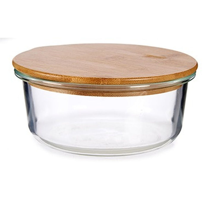 Round Lunch Box with Lid Bamboo 15 x 6,5 x 15 cm (12 Units)