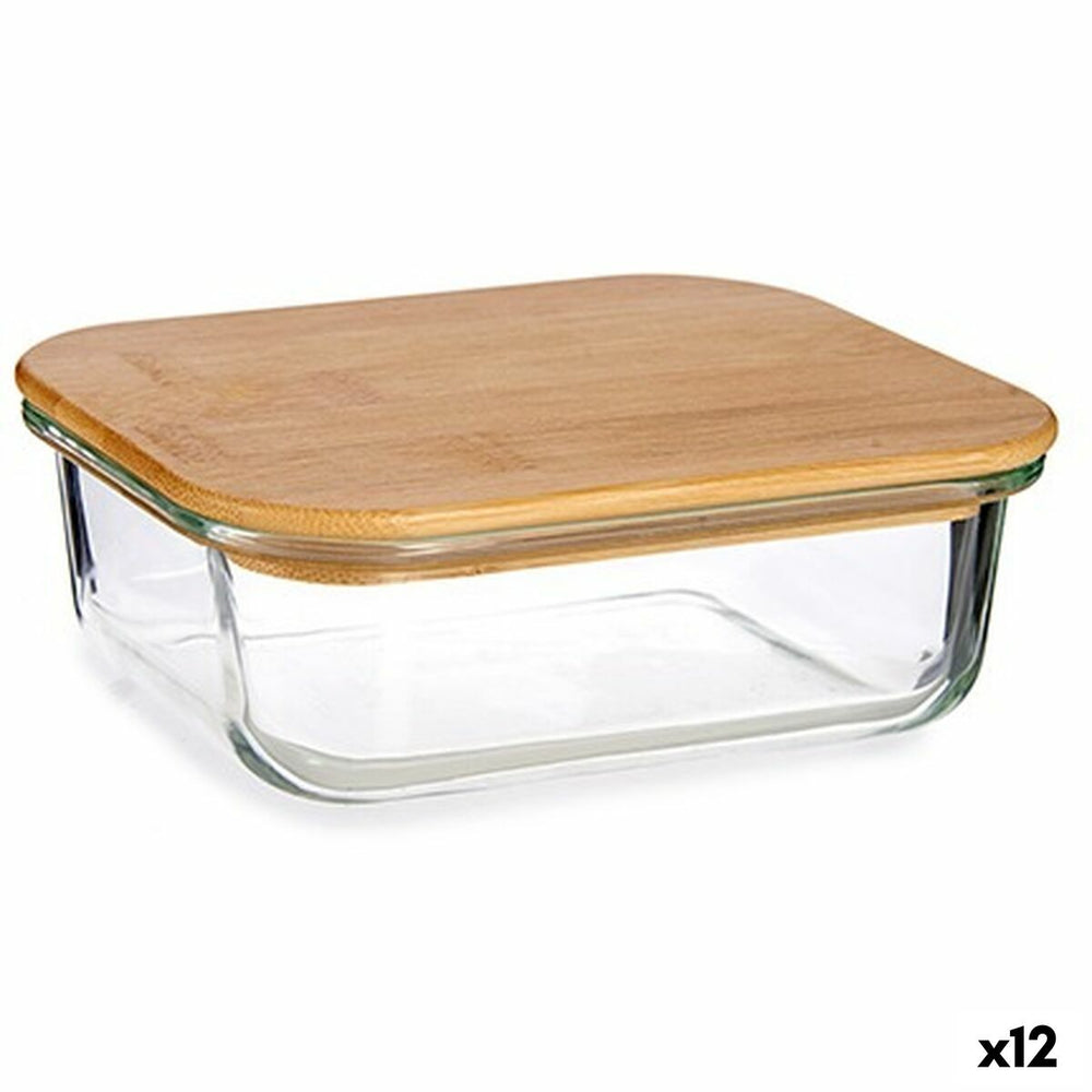 Rectangular Lunchbox with Lid Bamboo 640 ml 12,9 x 5,7 x 17,3 cm (12 Units)