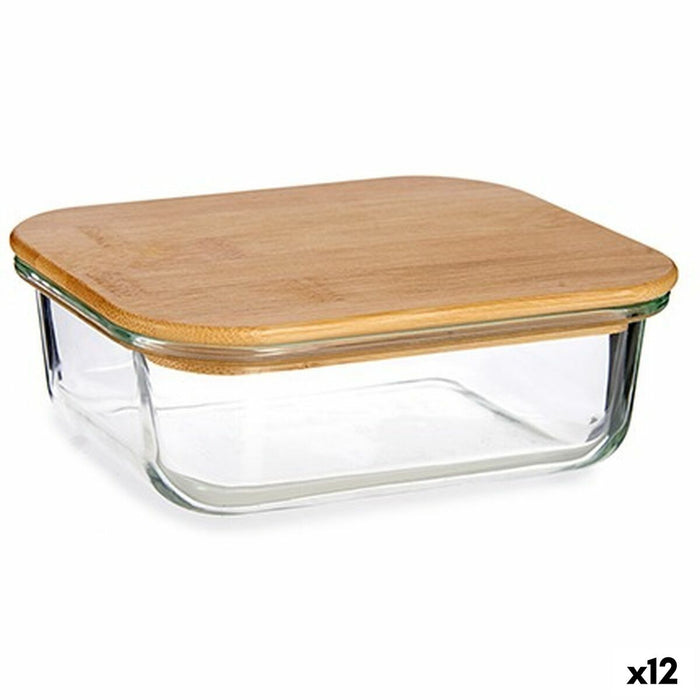 Rectangular Lunchbox with Lid Bamboo 640 ml 12,9 x 5,7 x 17,3 cm (12 Units)