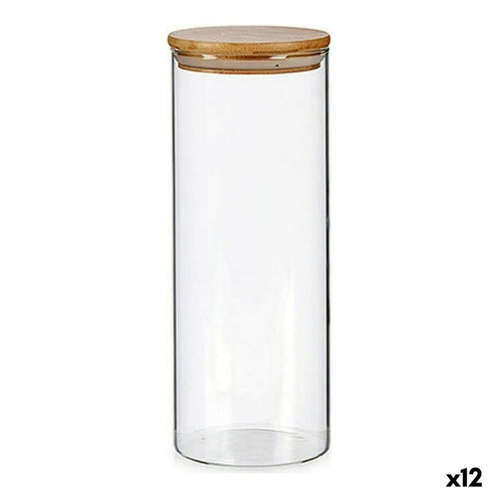 Tin Transparent Bamboo Borosilicate Glass 1,8 L 10,4 x 26 x 10,4 cm (12 Units)