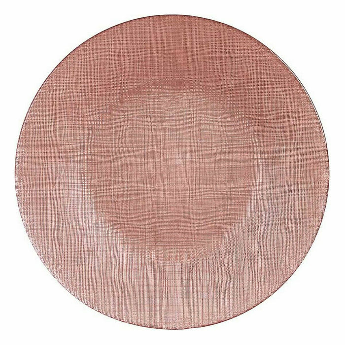 Flat Plate Pink Glass 26,6 x 2 x 26,6 cm (6 Units)