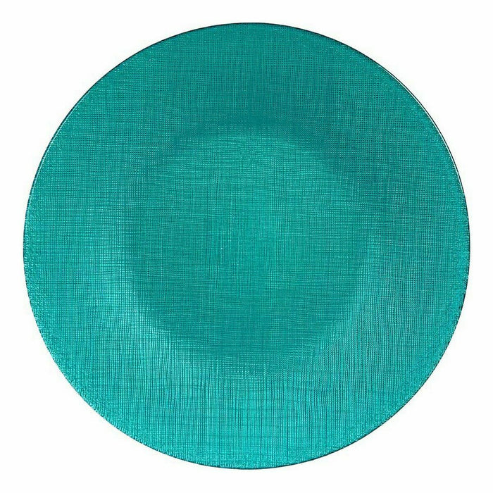 Flat Plate Turquoise Glass 27,5 x 2 x 27,5 cm (6 Units)