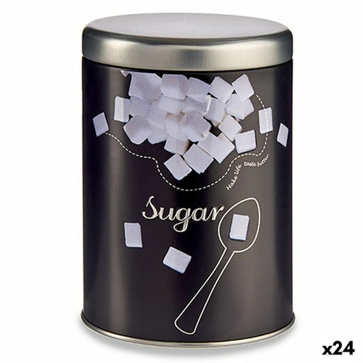 Tin Sugar Black Metal 1 L 10,5 x 15 x 10,5 cm (24 Units)