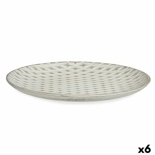 Decorative Plate Ø 29 cm Rhombus White MDF Wood (6 Units)