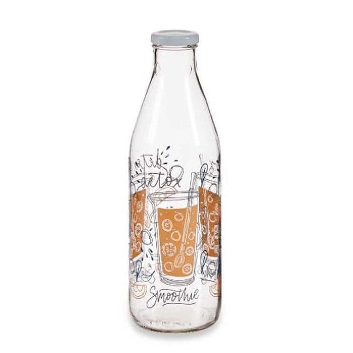 Glass Bottle Juice Transparent Metal Glass 1 L (6 Units)