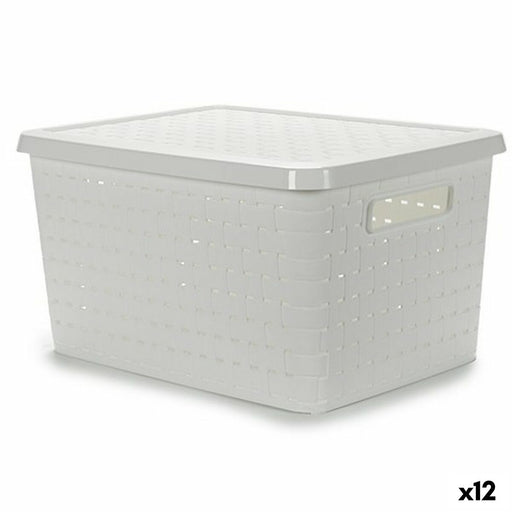 Storage Box with Lid White Plastic 40 L 35 x 25 x 46 cm (12 Units)