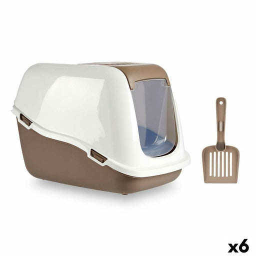 Cat Litter Box White Beige Plastic 39,7 x 57 x 39 cm (6 Units)