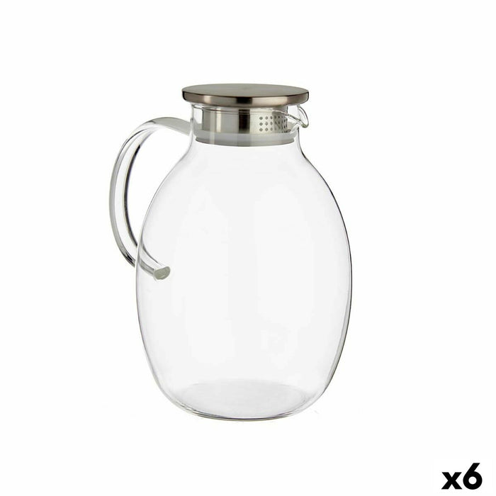 Jar with Lid and Dosage Dispenser Transparent Stainless steel 2,5 L (6 Units)