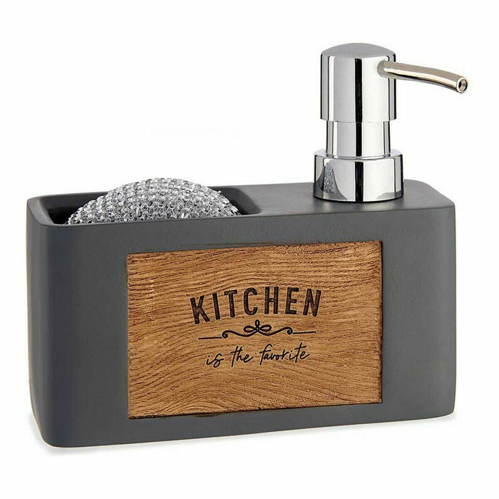 2-in-1 Soap Dispenser for the Kitchen Sink Brown Grey Polyresin (12 Units)