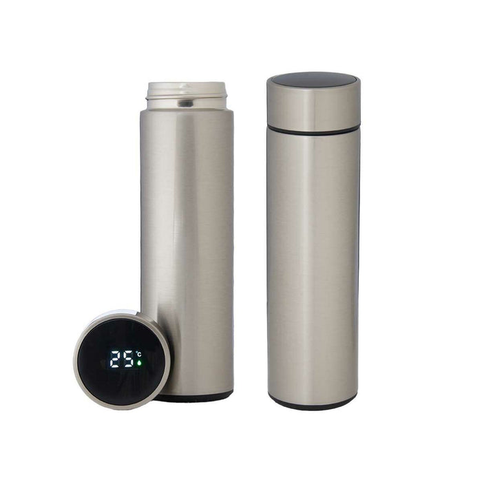 Travel thermos flask LED Screen Silver Silicone Stainless steel Plastic 400 ml (12 Units)