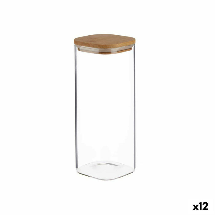 Jar Hermetically sealed Transparent Bamboo 1,8 L 10,3 x 25,3 x 10,3 cm (12 Units)