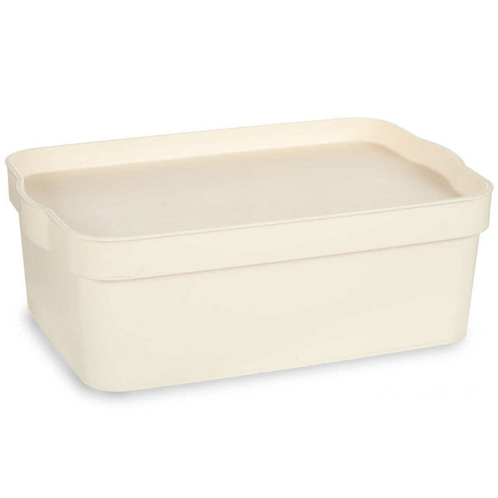 Storage Box with Lid Cream Plastic 6 L 21,5 x 11 x 31,5 cm (12 Units)