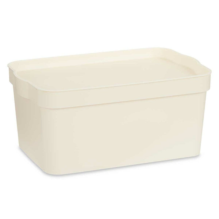 Storage Box with Lid Cream Plastic 7,5 L 21,5 x 14,5 x 32 cm (12 Units)