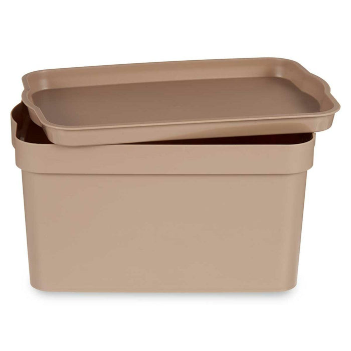 Storage Box with Lid Beige Plastic 2,3 L 13,5 x 11 x 20 cm (24 Units)